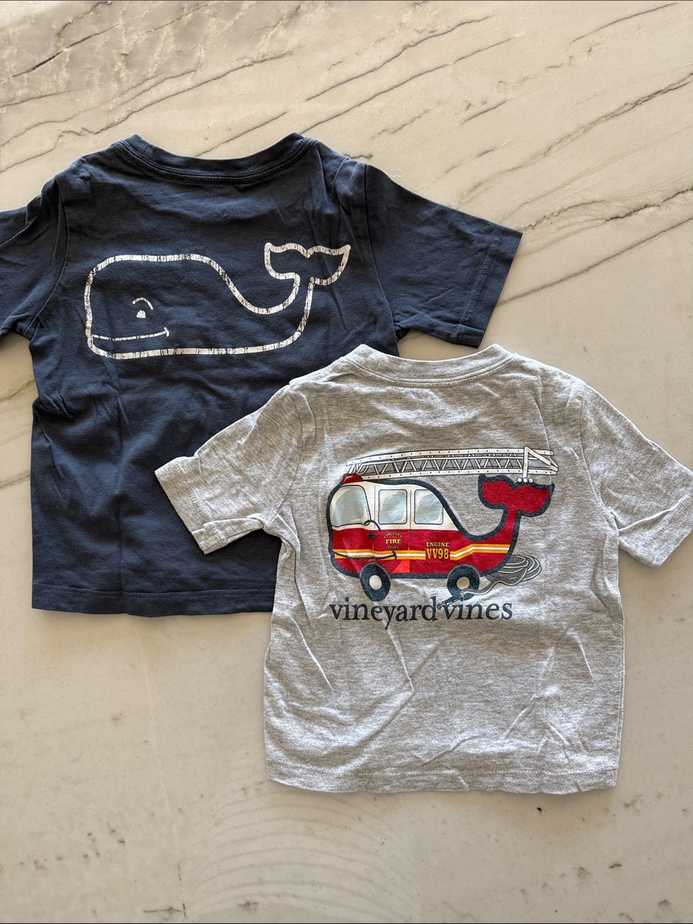 Vineyard Vines Toddler Short Sleeve Pocket Tees - Navy & Light Gray